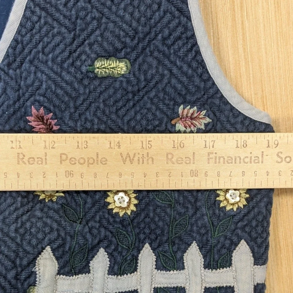 Paul Harris Vintage 90s Novelty Quilted Fall Scarecrow Pumpkin Vest Size L Navy